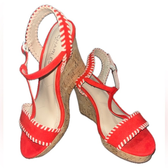 Charles by Charles David Red Wedge Sandals - Picture 2 of 12